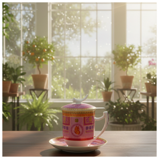 Kräuterteetasse „Tilly“ mit Filter, 0,35 l, 4tlg, Bone China