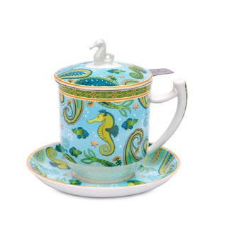 Kräuterteetasse mit Filter, "Sieglinde", 0,35 l, 4tlg, Fine Bone China