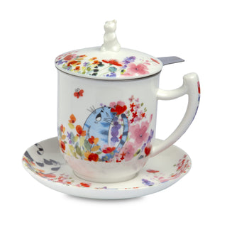 Kräuterteetasse "Fiona", mit Filter, 0,35 l, 4tlg., Fine Bone China