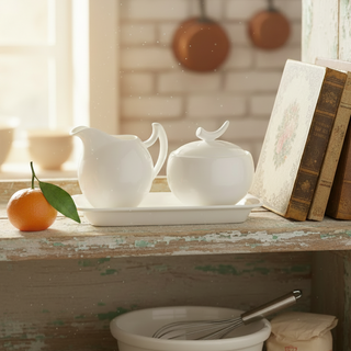 Milch- und  Zuckertopf  "Epsilon", Bone China, Lieferung ohne Tablett.