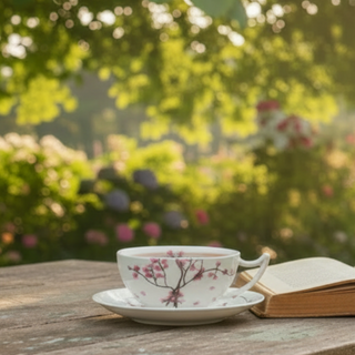 Jumbotasse und Untere "Cherry Blossom",  0,35 l, Bone China