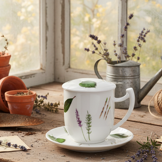 Kräuterteetasse mit Filter "Prima Vera", 0,35 l, 4 tlg,  Bone China