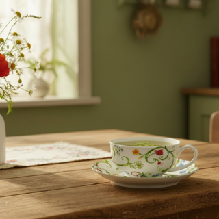 Tasse und Untere "Fleurette", 0,18 l,  Bone China