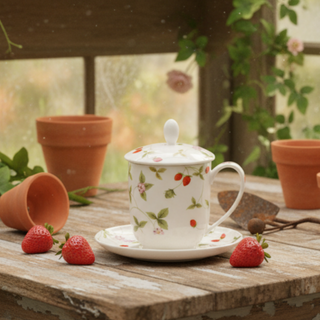 Kräuterteetasse "Mirella" mit Filter, 0,35 l, 4 tlg, Bone China