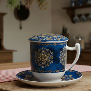 Kräuterteetasse "Raffaella"mit Filter, 0,35 l, 4tlg, Bone China