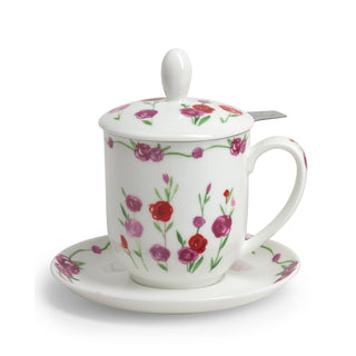 Kräuterteetasse mit Filter "Rosalie", 0,35 l, 4tlg, Bone China