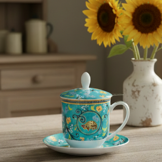 Kräuterteetasse mit Filter "Clara", 0,35 l, 4tlg, Bone China