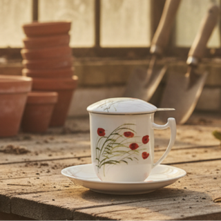 Kräuterteetasse mit Filter "Caprice", 0,35 l, 4tlg, Bone China