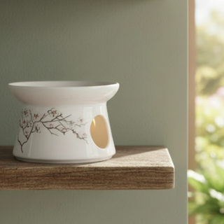 Stövchen "White Cherry", H. 8 cm / Ø 12 cm,  Bone China