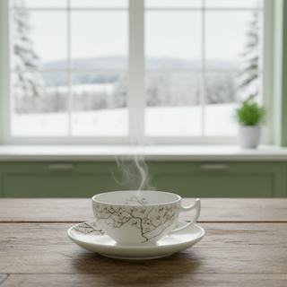 Tasse und Untere "White Cherry", 0,18 l, Bone China