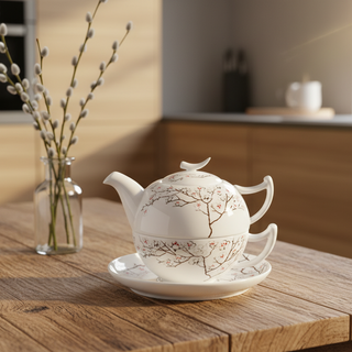 Tea-for-one "White Cherry", 0,25 l / 0,5 l,  Bone China
