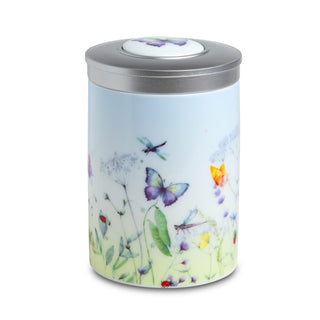 Teedose "Papillon" mit Aromadeckel, für 100 g, H. 11 cm, Porzellan