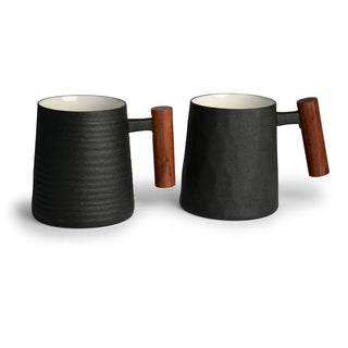 Becher "Negra" mit Holzgriff, 0,4 l / 2er-Set, Porzellan