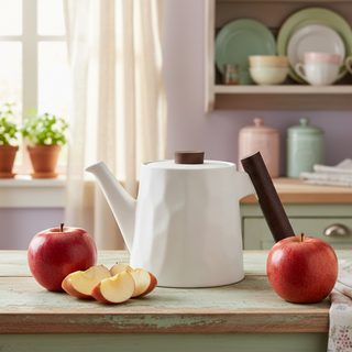 Teekanne mit Holzgriff "Blanca", Porzellan, 1,2 l