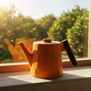 Becher mit Holzgriff  "Clementine", 2-fach sortiert, Porzellan, 0,4 l