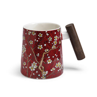 Becher "Tara" mit Holzgriff, 0,4 l, Porzellan