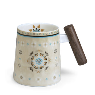 Becher "Casablanca" mit Holzgriff, 0,4 l, Porzellan