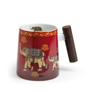 Becher "Nelson" mit Holzgriff, 0,4 l, Porzellan