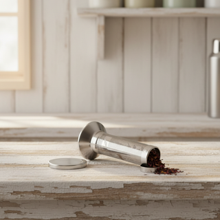 Universal-Edelstahlfilter für Isolierkannen mit abnehmbarer Bodenkappe, L. 11,5 cm, Ø innen 3 cm, oben 6,5 cm