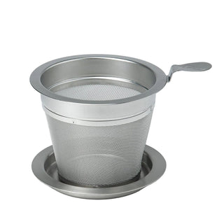 Edelstahlfilter mit Abtropftablett, Größe V / XL, Ø innen 8 cm, außen 9,5 cm