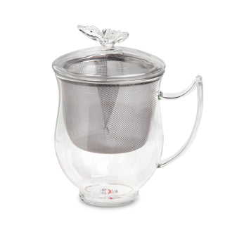 Kräuterteetasse "Papillon" aus Glas, 3tlg, mit Edelstahlsieb, 0,35 l