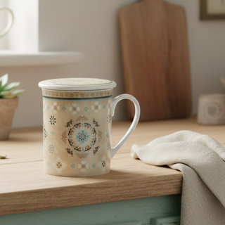 Kräuterteetasse "Casablanca" mit Deckel und Edelstahlsieb, 0,3 l, im Geschenkkarton