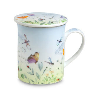 Kräuterteetasse „Papillon“ mit Deckel und Edel- stahlsieb, 0,3 l, im Geschenkkarton