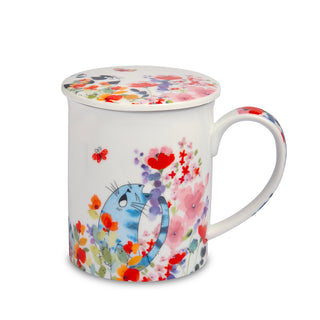 Kräuterteetasse XL "Fiona" mit Deckel und Edelstahlsieb, 0,5 l, Porzellan, im Geschenkkarton