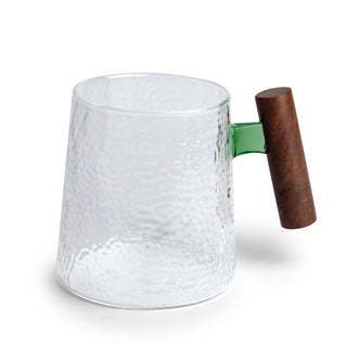 Becher "Fabian" mit Holzgriff, grün, 0,5 l, Glas
